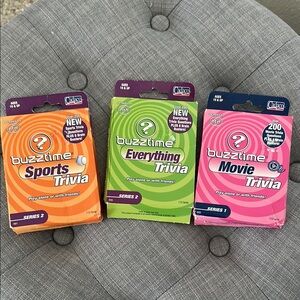 3 pk bundle of BUZZTIME trivia cards NEW